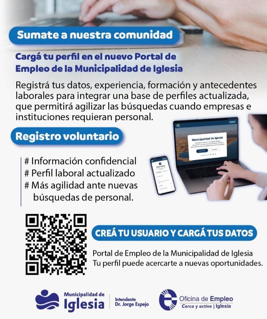 SUMATE AL PORTAL DE EMPLEO DE LA MUNICIPALIDAD DE IGLESIA